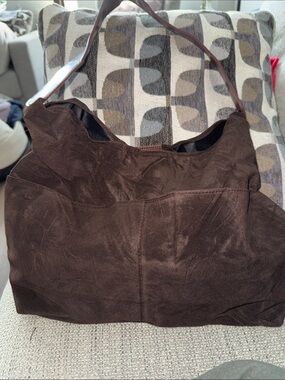 🍁New-🍂Brown Suede Shoulder Bag - Classic Women's Tote side pockets.